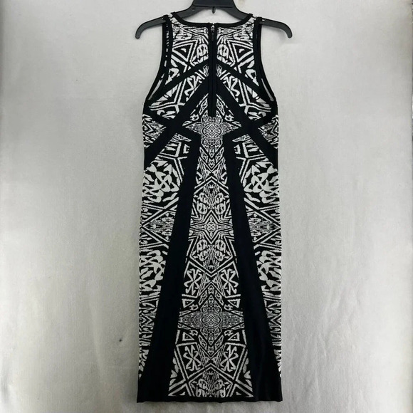 Artelier Nicole Miller Dress Women's Sz L Black Patterned Bodycon Sccop Neck - Picture 2 of 13